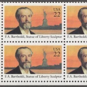 Scott# 2147 "FREDERIC BARTHOLDI - SCULPTOR" ZIP BLOCK (4) MNH