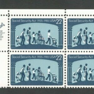 Scott# 2153 "SOCIAL SECURITY ACT 50TH ANIV" MNH ZIP BLOCK (4)