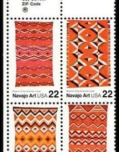 Scott# 2235-38 "NAVAJO BLANKETS" ZIP BLOCK (4) MNH, NICELY CENTERED