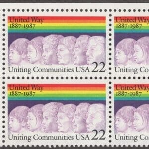 Scott# 2275 "UNITED WAY 100 YEAR ANNIVERSARY" ZIP BLOCK (4) MNH