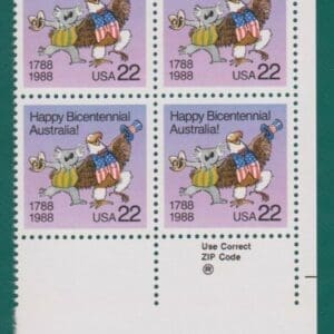 Scott# 2370 "AUSTRALIA BICENTENNIAL" ZIP BLOCK (4) MNH
