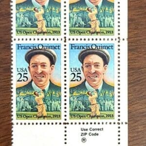 Scott# 2377 "FRANCIS OUIMET - AMATEUR GOLFER" ZIP BLOCK (4) MNH