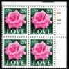 Scott# 2378 "LOVE-PINK ROSE" MNH PLATE BLOCK (4) NICELY CENTERED