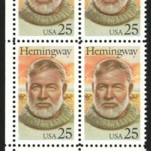 Scott# 2418 "ERNEST HEMINGWAY - AUTHOR" ZIP BLOCK (4) MNH