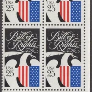 Scott# 2421 "BILL OF RIGHTS" ZIP BLOCK (4) MNH, NICELY CENTERED