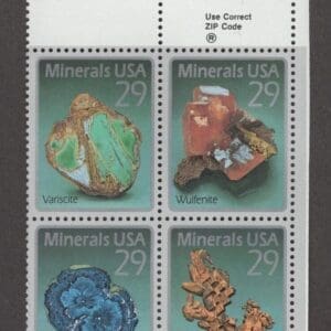 Scott# 2700-03 "MINERALS" MNH ZIP BLOCK (4) NICELY CENTERED