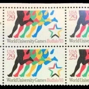 Scott# 2748 "WORLD UNIVERSITY GAMES-BUFFALO" ZIP BLOCK (4) MNH