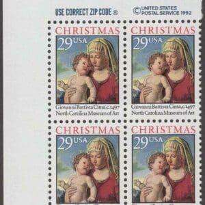 Scott# 2789 "MADONNA & CHILD by CIMA" ZIP BLOCK (4) MNH