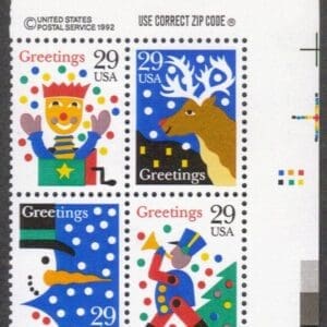 Scott# 2791-94 "CHRISTMAS  GREETINGS" ZIP BLOCK (4) MNH