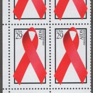Scott# 2806 "AIDS AWARENESS" ZIP BLOCK (4) MNH, NICELY CENTERED