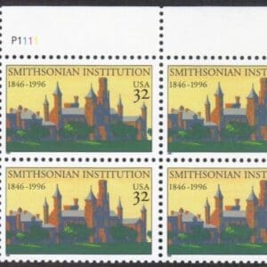 Scott# 3059 "THE SMITHSONIAN INSTITUTION" PLATE BLOCK (4) MNH