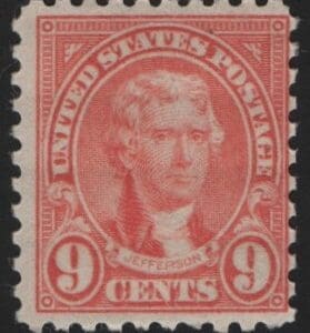 Scott# 590 "JEFFERSON" 1923-26 SERIES, MNH, FLAT PLATE PERF 10
