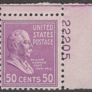 Scott# 831 "WILLIAM TAFT" PLATE # SINGLE, NICELY CENTERED