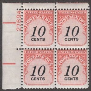 Scott# J97 "POSTAGE DUE" MNH PLATE BLOCK (4)