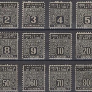 Scott# PN1-18 "POSTAL NOTES" USED SET 1-90 CENT, LITE CANCELS
