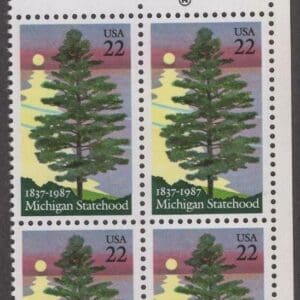 Scott# 2246 "MICHIGAN STATEHOOD" ZIP BLOCK (4) MNH, NICELY CENTERED