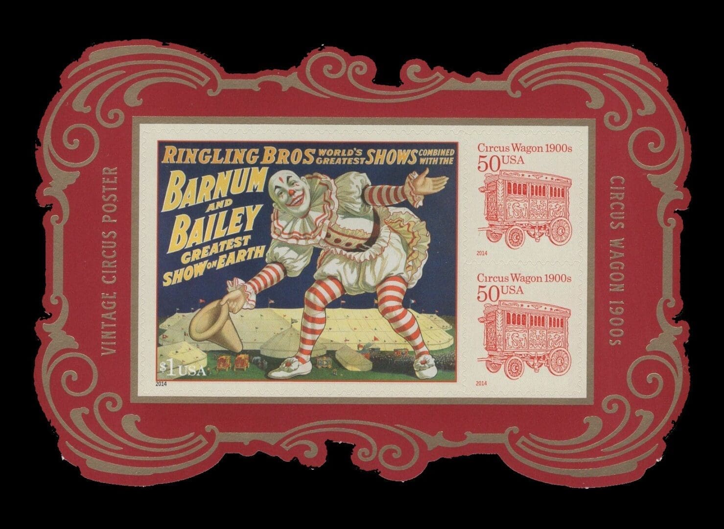 Scott# #4905c CIRCUS WAGON SOUVENIR SHEET (3) WITH DIE CUTS * SCARCE *