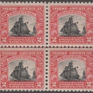 Scott# 620 "NORSE AMERICAN" CENTERLINE BLOCK (4) MNH, VERY WELL CENTERED