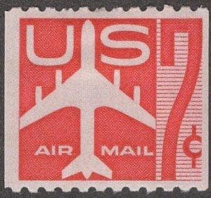 Scott# C61 "RED JET" MNH AIRMAIL COIL SINGLE, NICELY CENTERED
