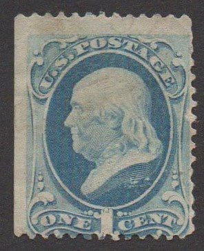 Scott# 206 "FRANKLIN" MINT NO GUM MARGIN SINGLE