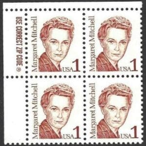 Scott# 2168 "MARGARET MITCHELL" MNH ZIP BLOCK (4) NICELY CENTERED