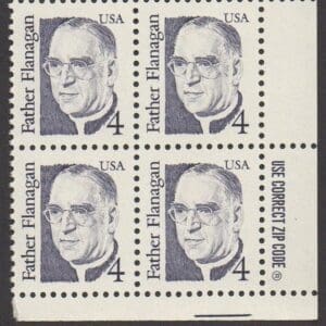 Scott# 2171 "FATHER FLANAGAN" MNH ZIP BLOCK (4) NICELY CENTERED