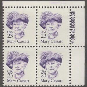 Scott# 2181 "MARY CASSATT" MNH ZIP BLOCK (4) NICELY CENTERED