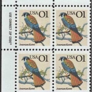 Scott# 2476 "KESTREL" MNH ZIP BLOCK (4) NICELY CENTERED