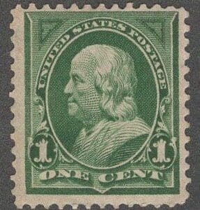 Scott# 279 "FRANKLIN" MINT DLWMK SINGLE, NICELY CENTERED