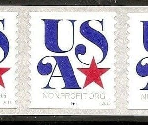 Scott# 5061 "USA NONPROFIT" S/A PNC STRIP (5) PLATE# P111, MNH
