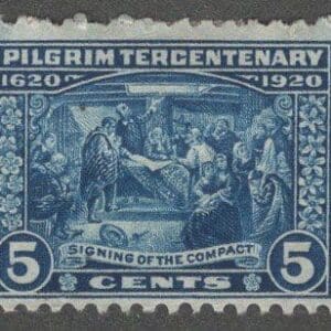 Scott# 550 "PILGRIM TERCENTENARY-SIGNING" MINT, NICELY CENTERED