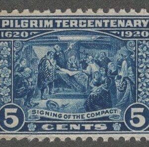 Scott# 550 "PILGRIM TERCENTENARY-SIGNING" MNH WITH MINOR TONING