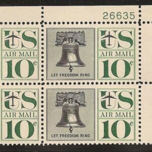 Scott# C57 "LIBERTY BELL" PLATE BLOCK (4) MNH