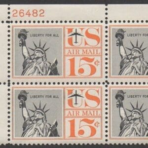 Scott# C58 "STATUE of LIBERTY" MNH PLATE BLOCK(4) NICELY CENTERED