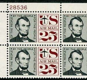 Scott# C59 "LINCOLN" MNH AIRMAIL PLATE BLOCK(4) NICELY CENTERED