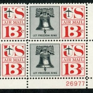 Scott# C62 "LIBERTY BELL" MNH PLATE BLOCK (4) NICELY CENTERED