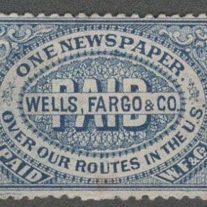 Scott# 143LP9 "WELLS FARGO NEWSPAPER" USED LOCAL CARRIER