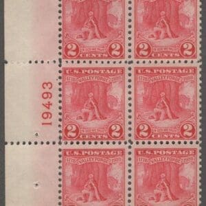Scott# 645 "VERMONT SESQUICENTENNIAL" MINT PLATE BLOCK (6) PLATE# 19037