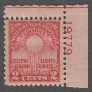 Scott# 654 "EDISON LAMP" MNH PLATE # SINGLE, NICELY CENTERED