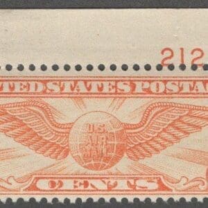 Scott# C19 "WINGED GLOBE" MNH PLATE # SINGLE, NICELY CENTERED