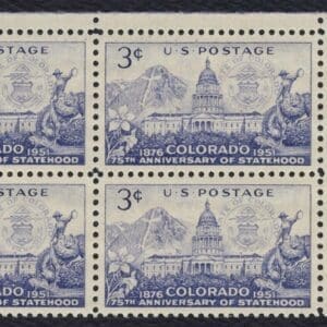 Scott# 1001 "COLORADO STATEHOOD - 75th YEAR" MNH PLATE BLOCK (4)