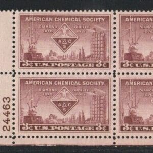 Scott# 1002 "AMERICAN CHEMICAL SOCIETY" MNH PLATE BLOCK (4)