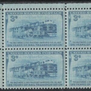 Scott# 1006 "B & O RAILROAD" MNH PLATE BLOCK (4) NICELY CENTERED