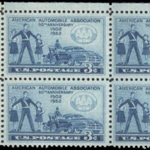Scott# 1007 "AMERICAN AUTO ASSOCIATION" MNH PLATE BLOCK (4)