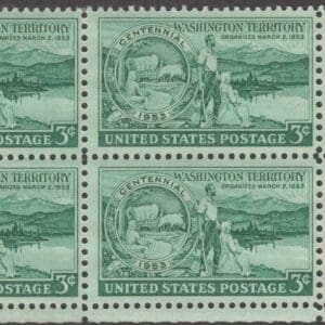 Scott# 1019 "WASHINGTON TERRITORY CENTENNIAL" MNH PLATE BLOCK (4)
