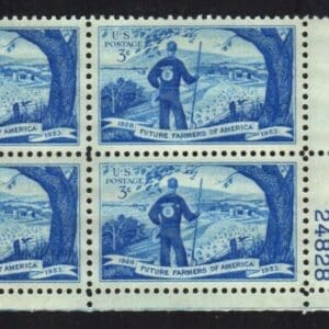 Scott# 1024 "FUTURE FARMERS" PLATE BLOCK (4) MNH, NICELY CENTERED