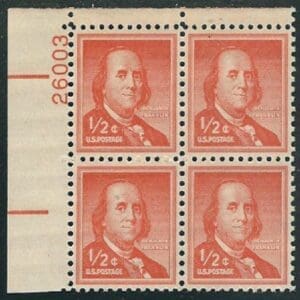 Scott# 1030 "FRANKLIN" MNH PLATE BLOCK (4) NICELY CENTERED