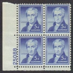 Scott# 1038 "JAMES MONROE - 5TH PRESIDENT" MNH PLATE BLOCK (4)