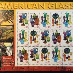 Scott# 3325-28 "AMERICAN GLASS" SHEET (15) WITH FULL HEADER, MNH
