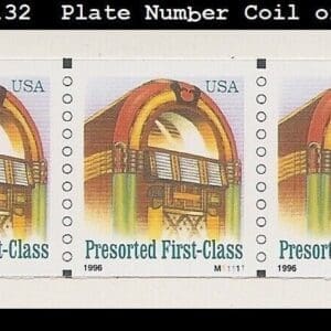 Scott# 3132 "JUKE BOX" PRINTED PERF PNC (3) P# M11111